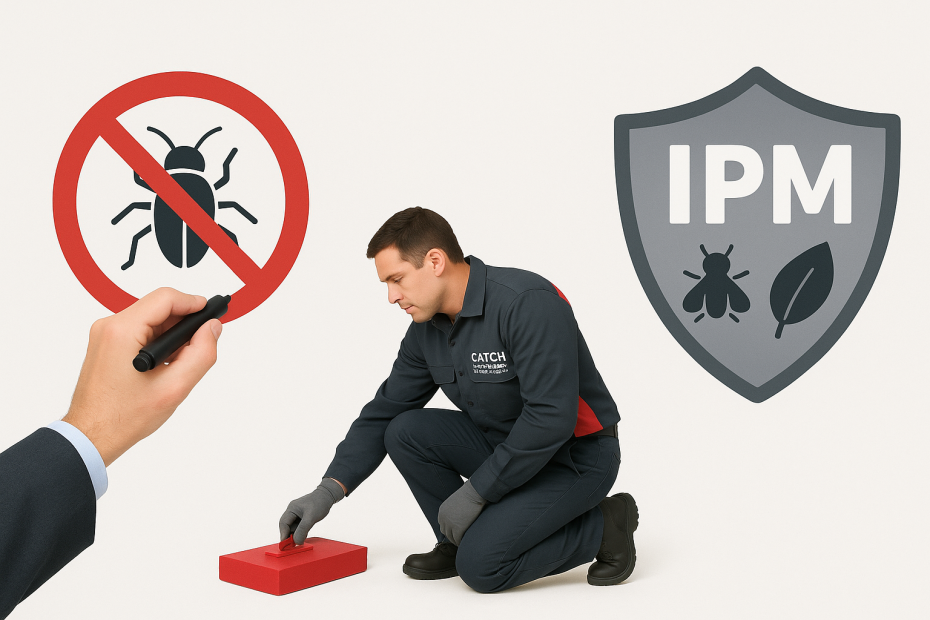 Technician performing integrated pest inspection in Dubai facility